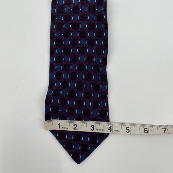 Vintage Valentino XL Mens Tie Pure Silk Geometric Italy Hand-Fashioned Luxury - Picture 7 of 7